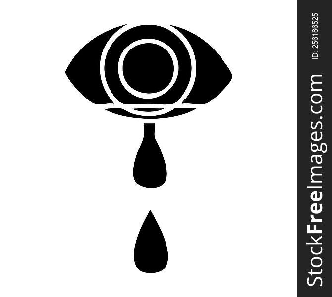 flat symbol of a crying eye. flat symbol of a crying eye