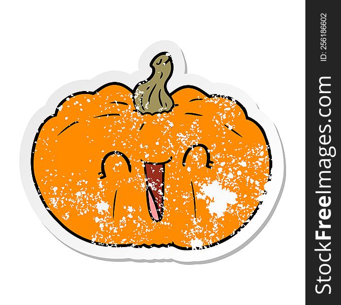 Distressed Sticker Of A Cartoon Pumpkin