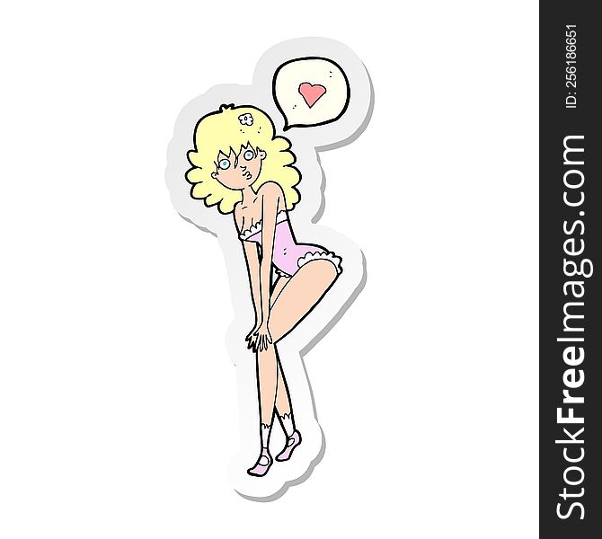 sticker of a cartoon pin up woman