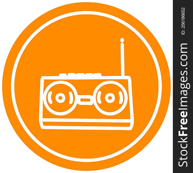 radio cassette player circular icon