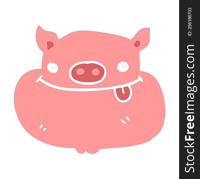 Flat Color Style Cartoon Happy Pig Face