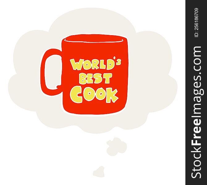 worlds best cook mug with thought bubble in retro style