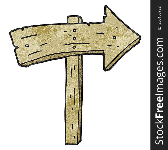 Textured Cartoon Wooden Direction Arrow