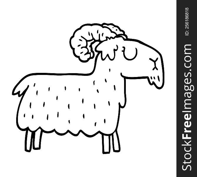 line drawing cartoon stubborn goat