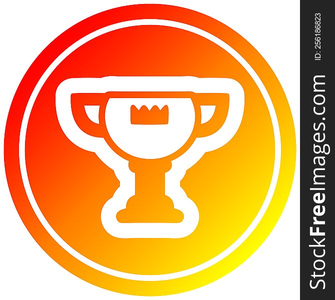 trophy award circular icon with warm gradient finish. trophy award circular icon with warm gradient finish