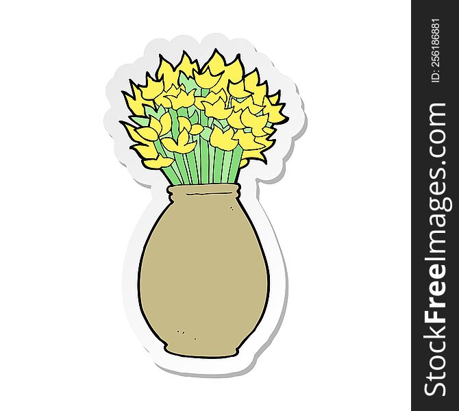 sticker of a cartoon vase of flowers