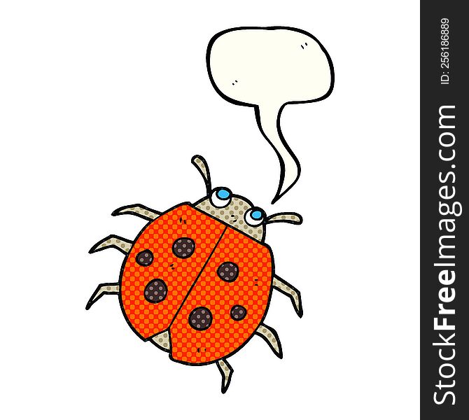 freehand drawn comic book speech bubble cartoon ladybug