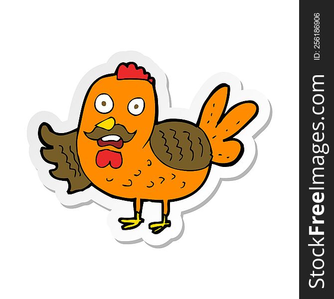 Sticker Of A Cartoon Old Rooster