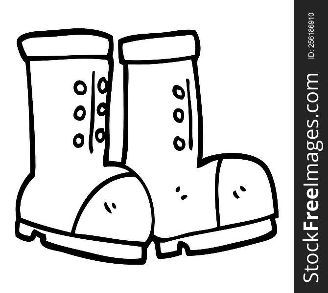 black and white cartoon work boots