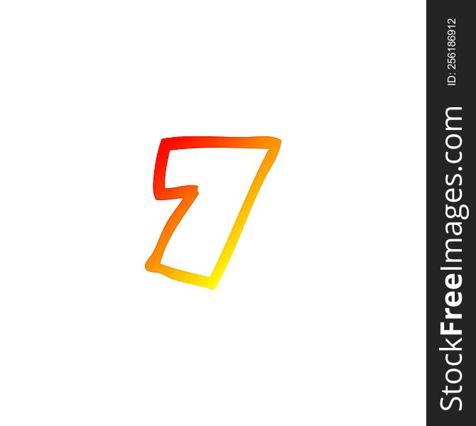 warm gradient line drawing of a cartoon number seven