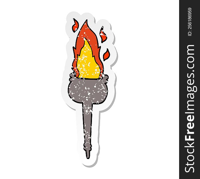 Distressed Sticker Of A Cartoon Flaming Chalice