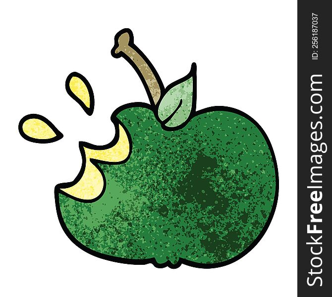 cartoon doodle juicy bitten apple
