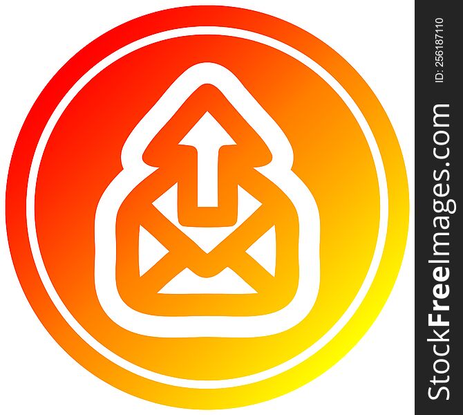 send email circular icon with warm gradient finish. send email circular icon with warm gradient finish