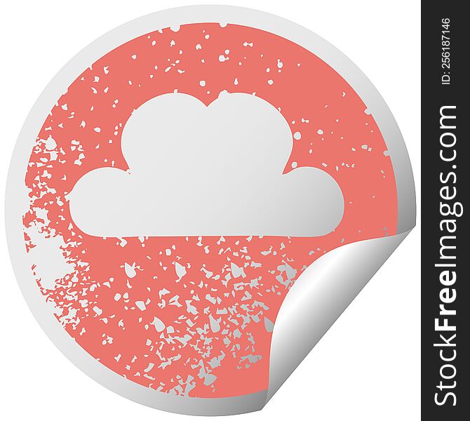Distressed Circular Peeling Sticker Symbol Rain Cloud