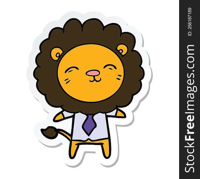 Sticker Of A Cartoon Lion In Business Clothes