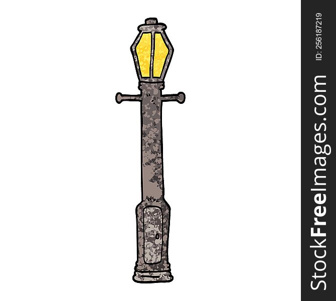 grunge textured illustration cartoon lamp post