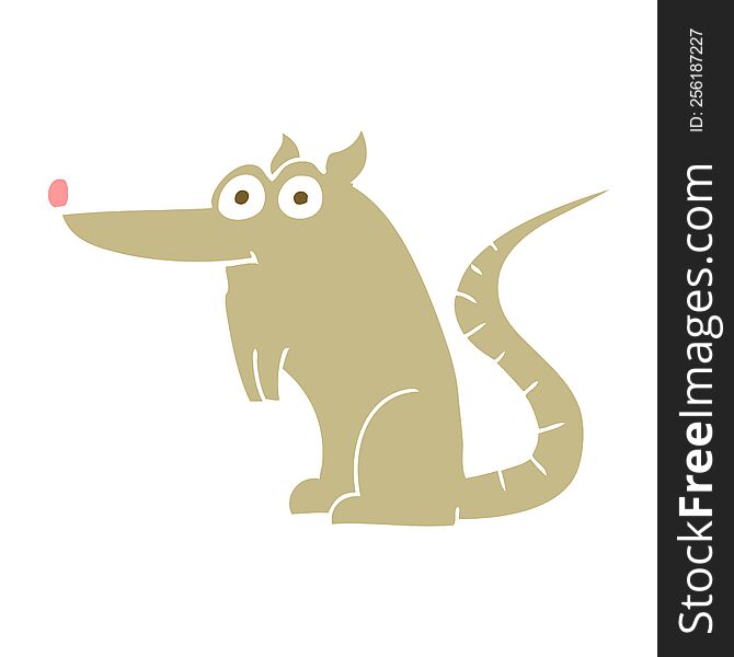 Flat Color Illustration Of A Cartoon Rat