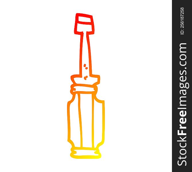 warm gradient line drawing of a cartoon screwdriver tool