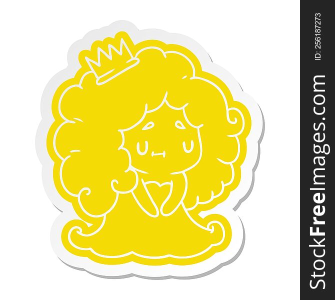 cartoon sticker of a cute kawaii princess girl