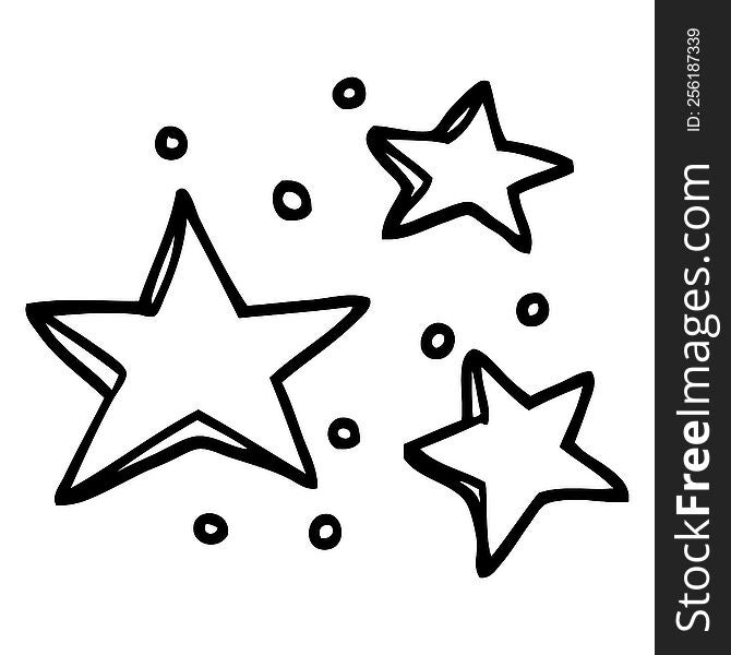 black and white cartoon decorative stars