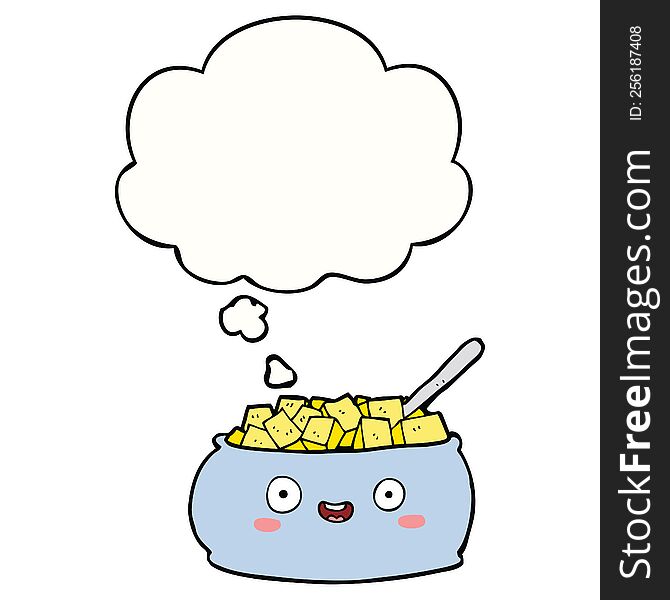 Cute Cartoon Bowl Of Sugar And Thought Bubble