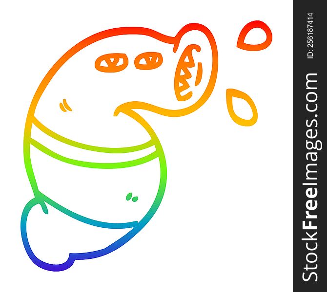 Rainbow Gradient Line Drawing Cartoon Monster Leech
