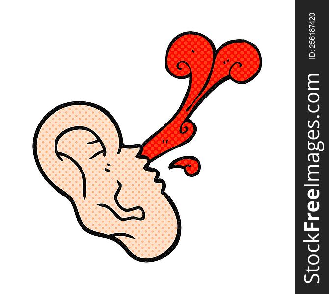 freehand drawn comic book style cartoon severed ear