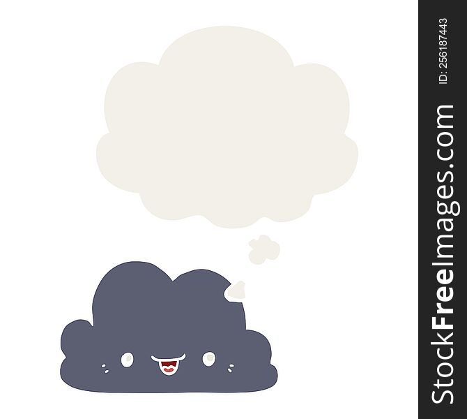 Cute Cartoon Cloud And Thought Bubble In Retro Style