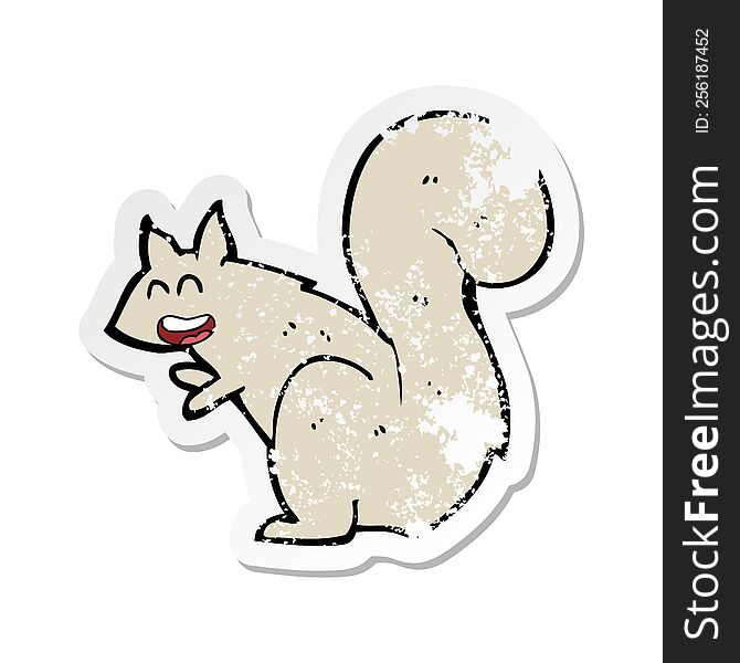 retro distressed sticker of a cartoon squirrel