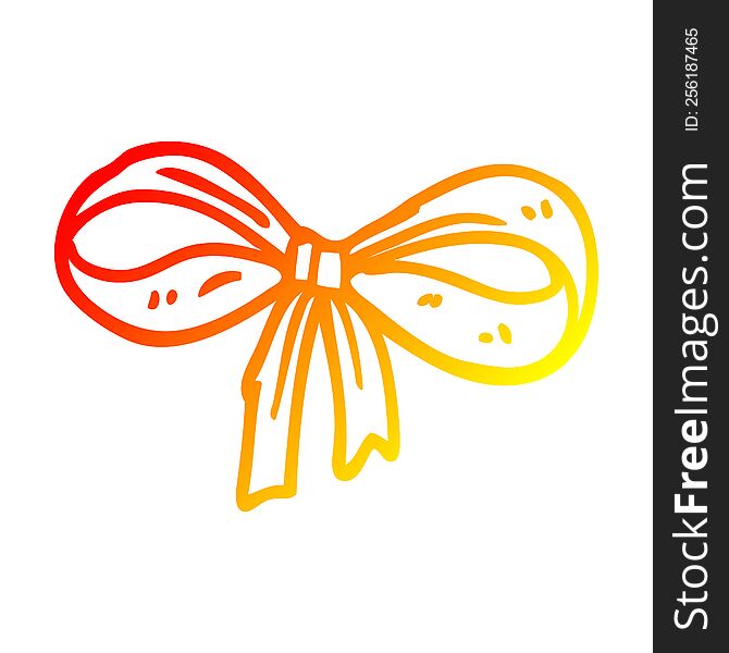 warm gradient line drawing of a cartoon tied bow