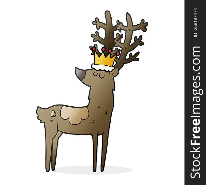 freehand drawn cartoon stag king