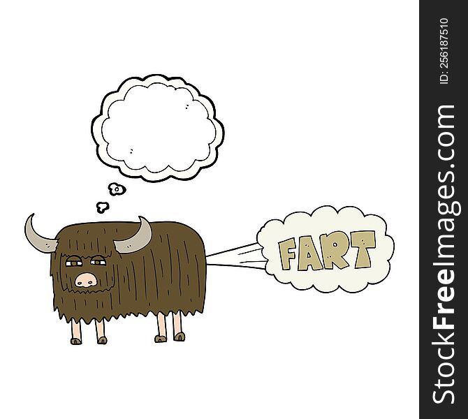 Thought Bubble Cartoon Hairy Cow Farting