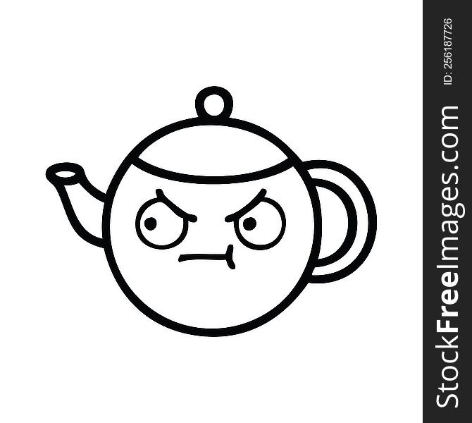 Line Drawing Cartoon Teapot
