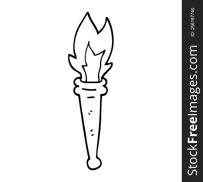 black and white cartoon sports torch