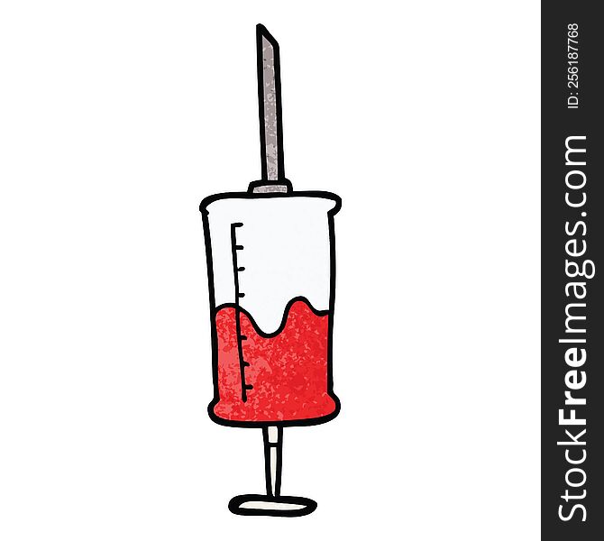 cartoon doodle syringe of blood