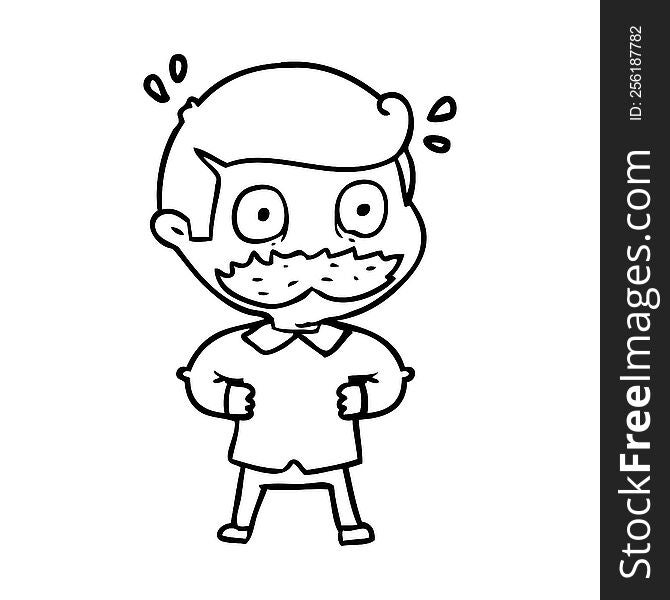 cartoon man with mustache shocked. cartoon man with mustache shocked