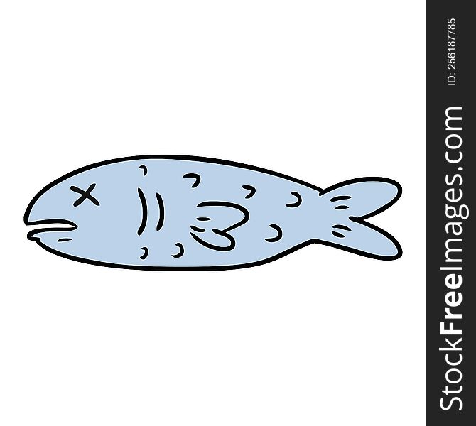 hand drawn cartoon doodle of a dead fish