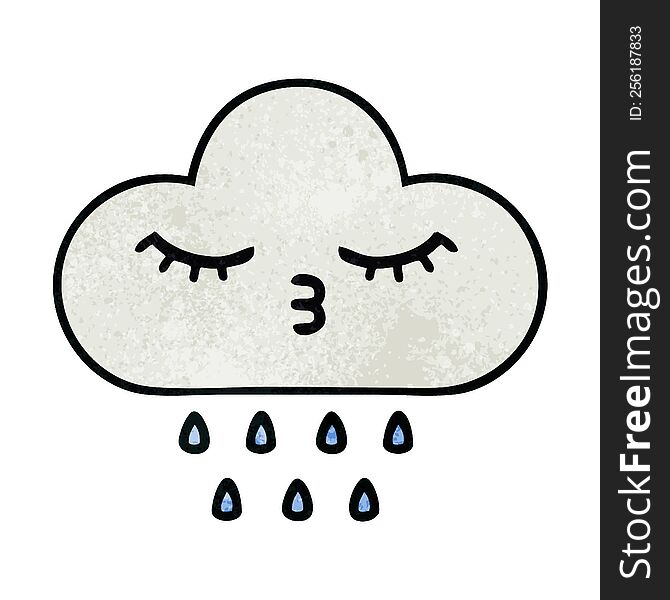 Retro Grunge Texture Cartoon Rain Cloud