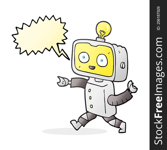 Speech Bubble Cartoon Little Robot