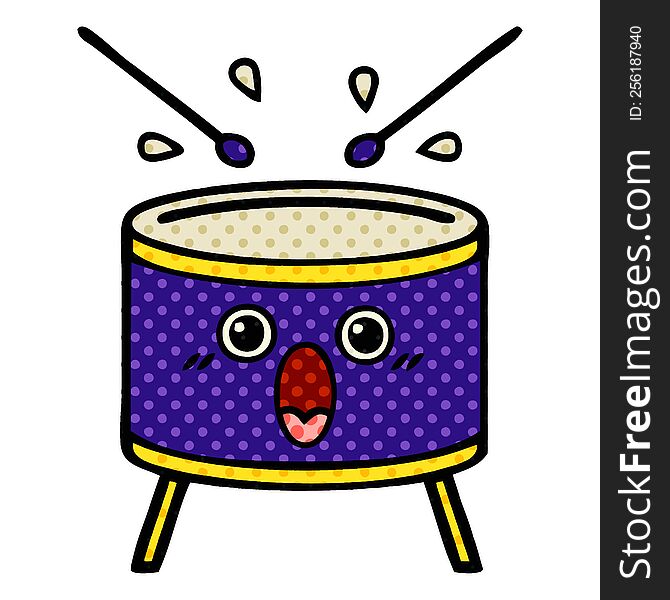 comic book style cartoon of a drum