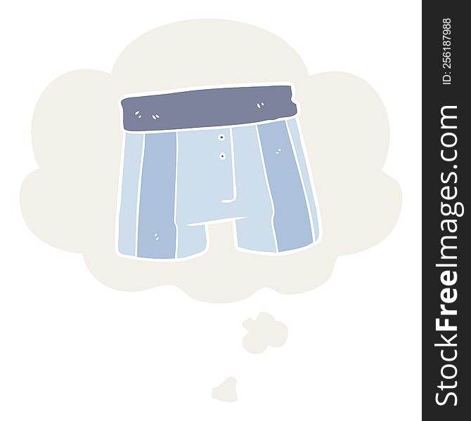 cartoon boxer shorts with thought bubble in retro style