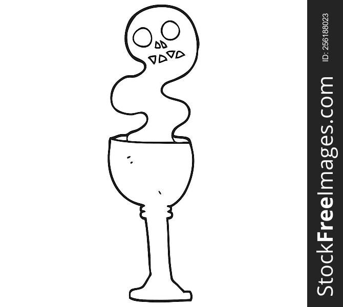 freehand drawn black and white cartoon spooky halloween goblet