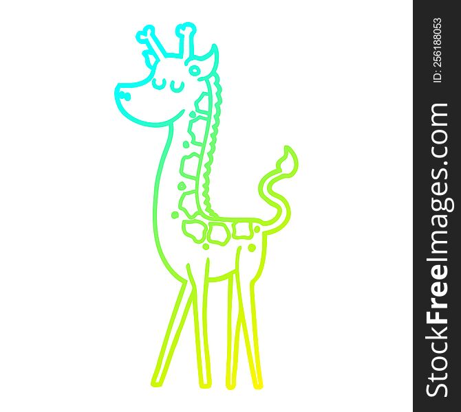 Cold Gradient Line Drawing Cartoon Giraffe