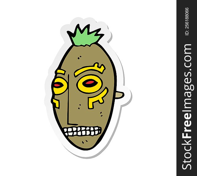 sticker of a cartoon tribal mask