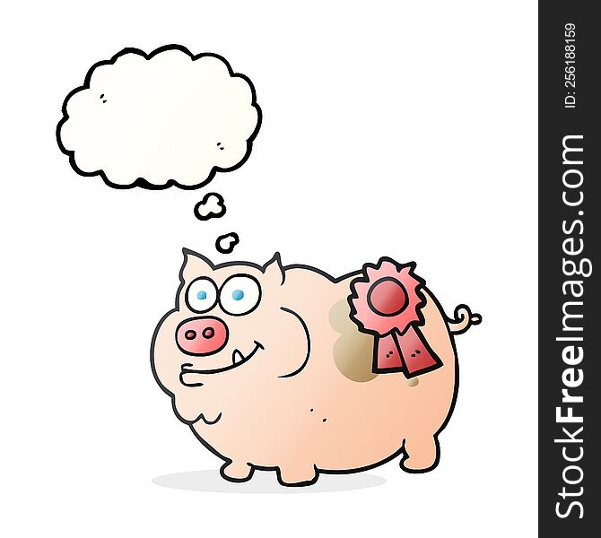 freehand drawn thought bubble cartoon prize winning pig