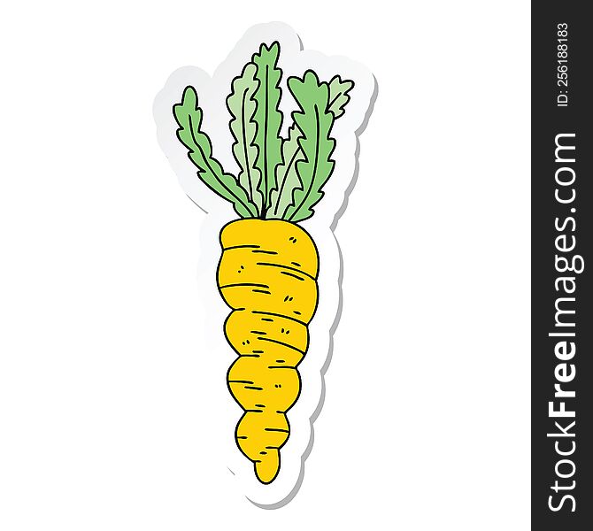 sticker of a quirky hand drawn cartoon carrot