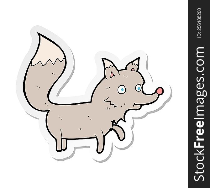 sticker of a cartoon wolf cub