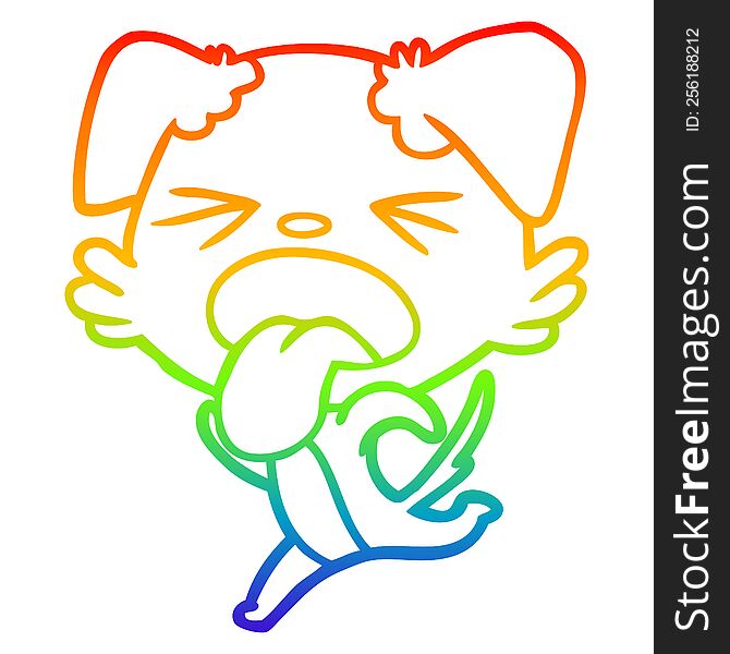 Rainbow Gradient Line Drawing Cartoon Running Dog