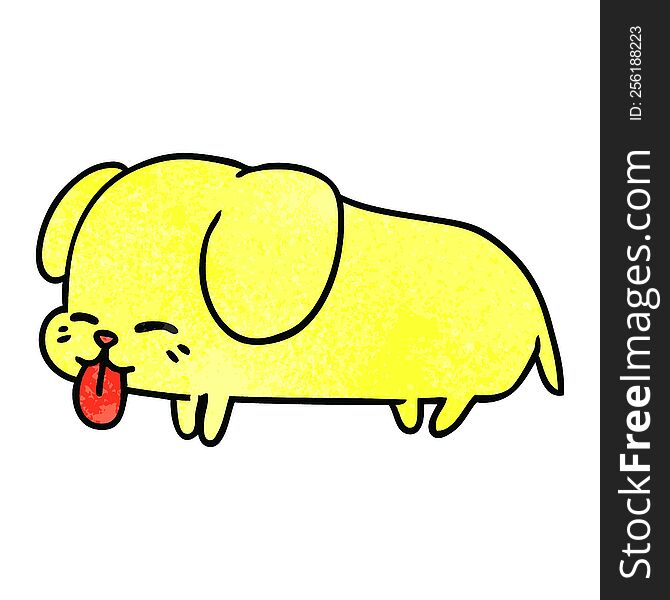 Textured Cartoon Of Cute Kawaii Dog