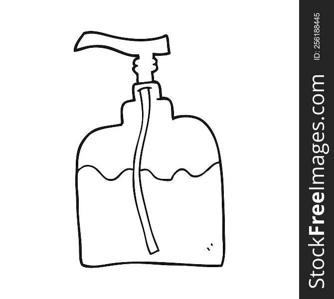 freehand drawn black and white cartoon pump bottle